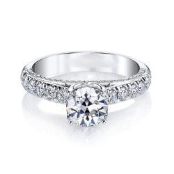 Women’s Ring Round Old Mine Cut Genuine Natural Earth Mined Diamond Cathedral Set 5.50 Carats