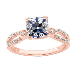 Women’s Ring Round & Cushion Old Cut Natural Earth Mined Diamond Split Shank 5.50 Carats