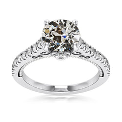 Women’s Round Old Mine Cut Genuine Natural Earth Mined Diamond Ring With Accents 7 Carats