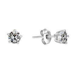 Women’s Solitaire Diamond Old Cut Stud Earrings 5 Prong Set 2 Carats