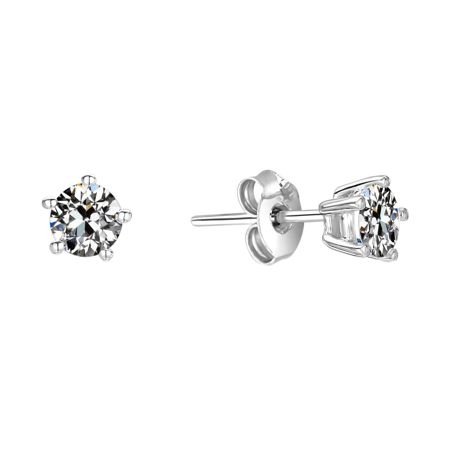 natural round diamond 2ct earring front view