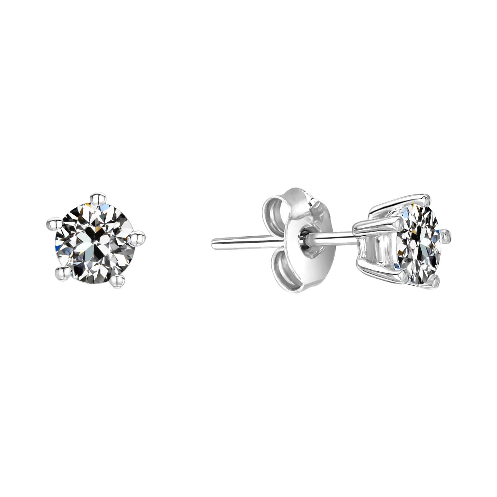 natural round diamond 2ct earring front view