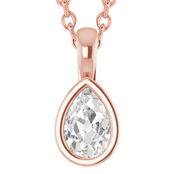 Women’s Solitaire Real Natural Earth Mined Diamond Pendant Slide Bezel Set Pear Old Miner 5 Ct.