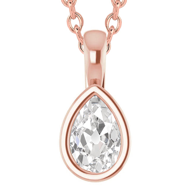 Women’s Solitaire Diamond Pendant Bezel Set Old Miner