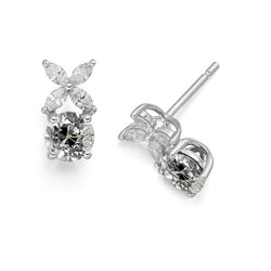 Women’s Stud Earrings Marquise & Round Old Miner Diamonds 3.50 Carats