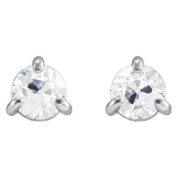 Women’s Stud Earrings Old Miner Diamonds 2 Carats Gold 14K