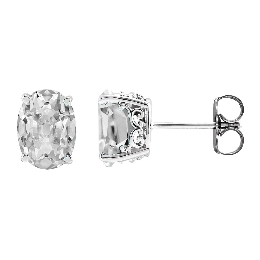 Women’s Stud Earrings Oval Old Cut Diamonds