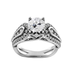 Women’s Wedding Ring Round Old Mine Cut Diamonds 3.75 Carats Prong Set