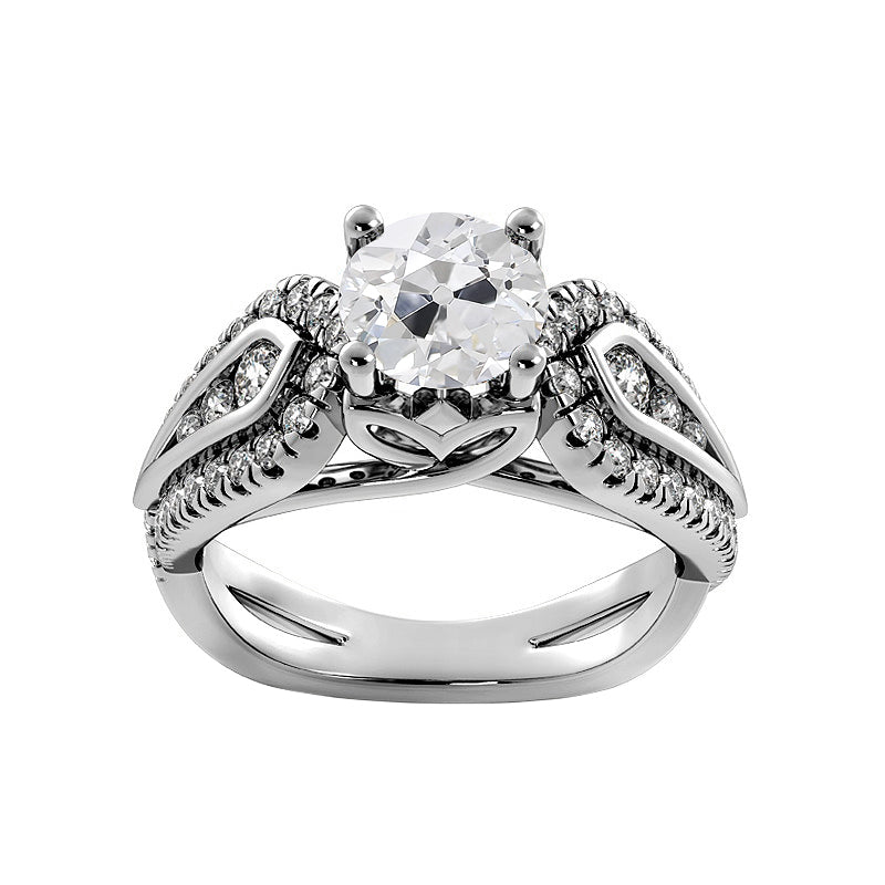 Antique Style Wedding Solitaire Ring with Accents White Gold Diamond