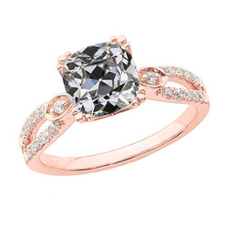Real  Women’s Wedding Ring Round & Cushion Old Miner Diamond 6.75 Carats