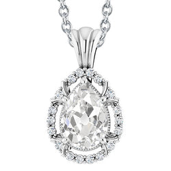Womens Diamond Pendant Slide With Bail Round & Pear Old Miner 5 Carats