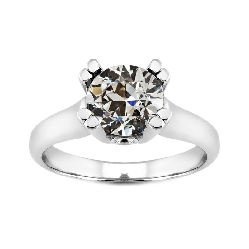 natural round diamond 2.50ct ring front view