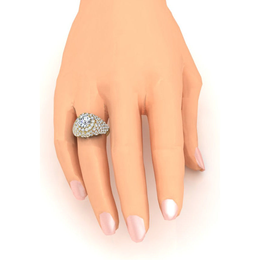 Old Mine Cut Diamond Cluster Ring Gold 6.50 Carats Women's Jewelry