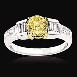 Yellow Canary Anniversary Ring Round Cut Gold Jewelry