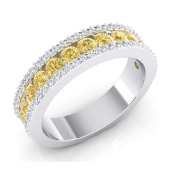 2 Carats Half Eternity Yellow Canary & White Diamond Gold Band