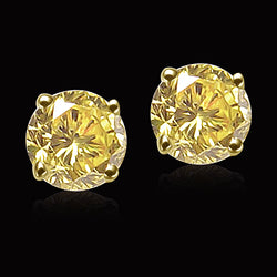 Yellow Canary Studs Round Diamond Earrings