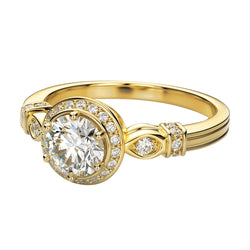 Natural  Yellow Gold 14K 2.70 Carats Diamonds Antique Style Engagement Ring New