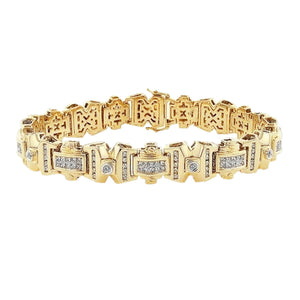 Yellow Gold 14K 8 Carats Diamonds Men's Bracelet