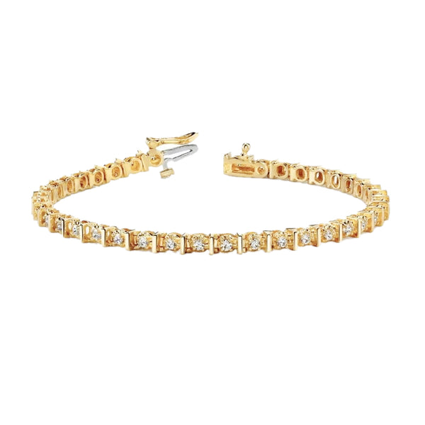 Yellow Gold 14K Diamonds Basic Tennis Bracelet 2 Carats