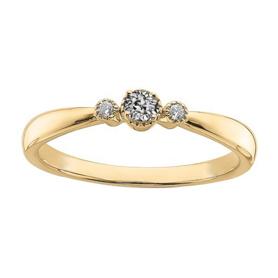 Yellow Gold Round 3 Stone Wedding Ring 