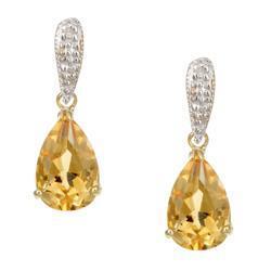 Yellow Gold 42.50 Ct Madeira Citrine And Diamonds Lady Dangle Earrings