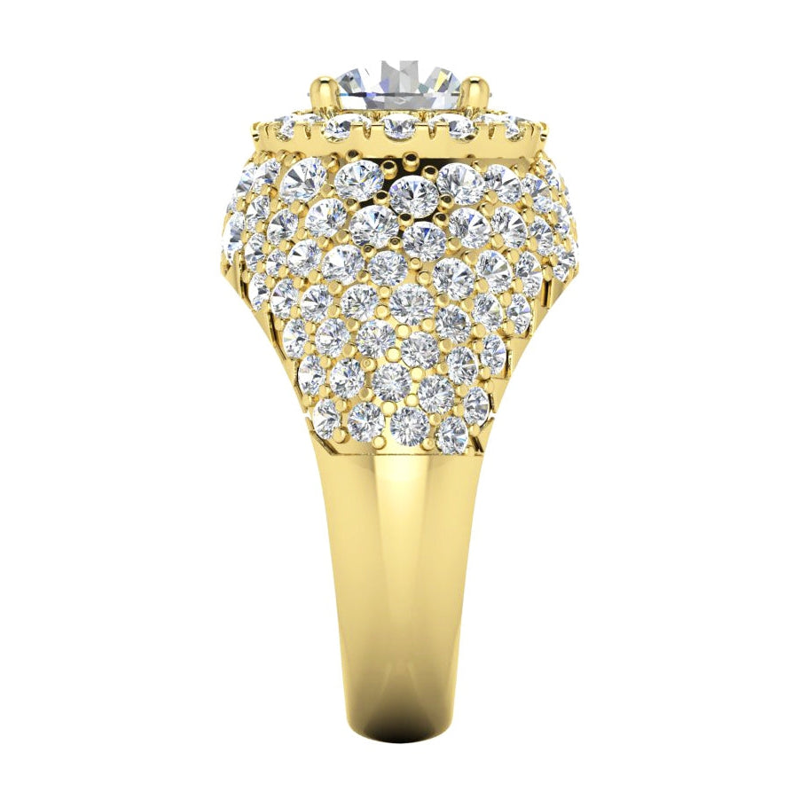 Old Mine Cut Diamond Cluster Ring Gold 6.50 Carats Women's Jewelry