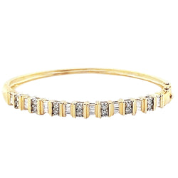 Real  Yellow Gold Diamond Bangle 6 Carats Women Jewelry New
