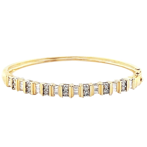 Yellow Gold Diamond Bangle 6 Carats Women Jewelry New