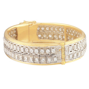 Real  Yellow Gold Diamond Bangle Prong Set 9 Carats 14K Jewelry