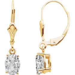 Yellow Gold Diamond Oval Old Cut Leverback Earrings Prong Set 4 Carats