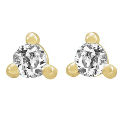 Yellow Gold Genuine Natural Earth Mined Diamond Studs 4 Carats Round Old Miners 3 Prong Set