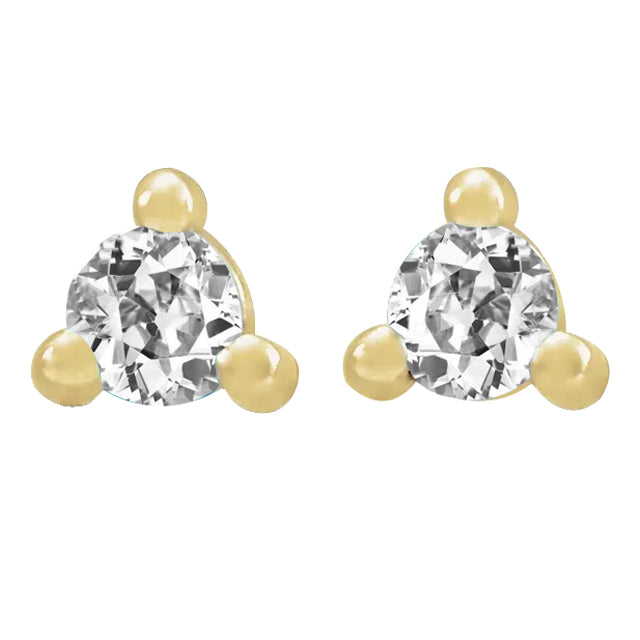 Yellow Gold Diamond Studs 4 Carats Round Old Miners