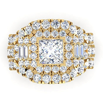 Princess Cut Diamond Insert Engagement Ring Enhancer Gold 14K  Ct