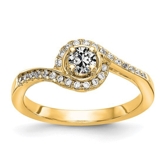 Yellow Gold Halo Ring Old Miner Diamond