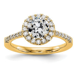 Yellow Gold Halo Round Old Miner Real Natural Earth Mined Diamond Ring With Accents 3 Carats