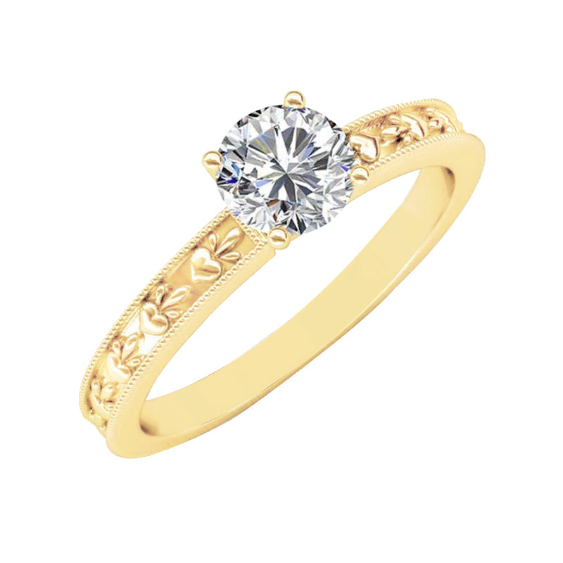 Yellow  Sparkling Unique Solitaire White Gold Diamond Ring 