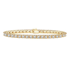 Real  Yellow Gold Round Diamonds Tennis Bracelet 12 Carats 18K