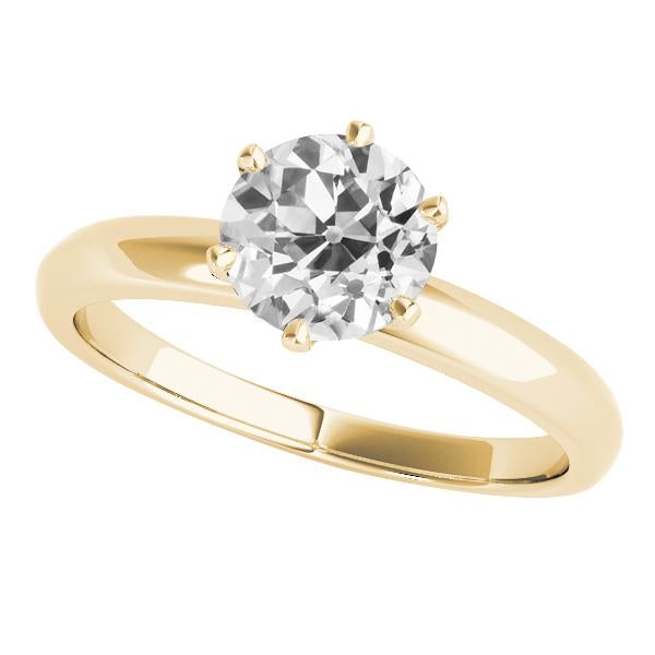 New Style Yellow Gold Solitaire Ring Old Miner Diamond Prong Set