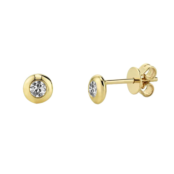 Yellow Gold Stud Diamond Earrings Old Miner 1 Ct 