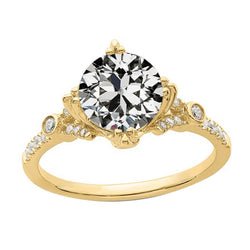 Genuine   Yellow Gold Wedding Ring Old Cut Diamond Ladies Jewelry 3.50 Carats