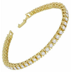 Yellow Gold 10K Lady Lab Grown Diamond Tennis Bracelet 8.10 Carats Fine Jewelry