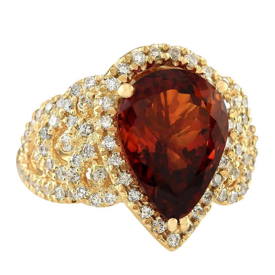Yellow Gold  Natural Madeira Citrine & Diamond Fancy Ring New Ladies 