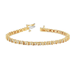 Yellow Gold Lab Grown Diamonds Basic Tennis Bracelet 2 Carats