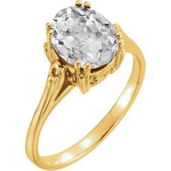 Yellow Gold 5 Carats Oval Old Miner Natural Diamond Solitaire Ring