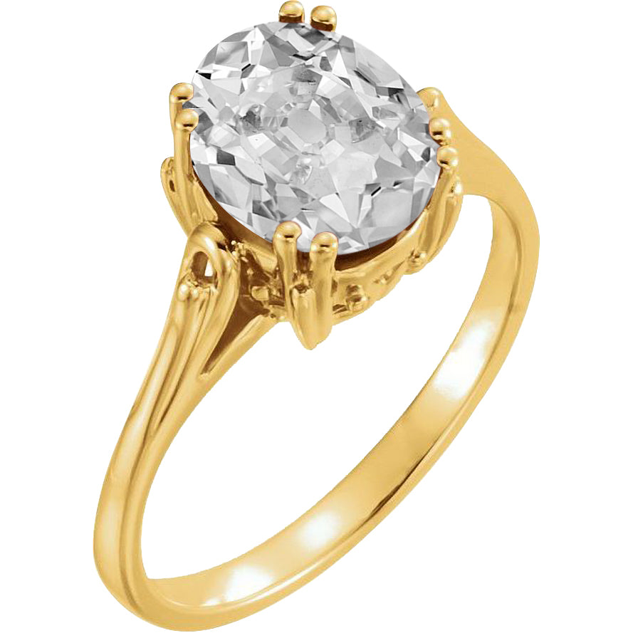 Yellow Gold Large 8 Carats Oval Old Miner Lab Grown Diamond Solitaire Ring