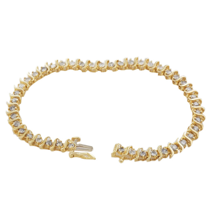 Yellow Gold Round 5 Carats Lab Grown Diamond Tennis Bracelet Jewelry
