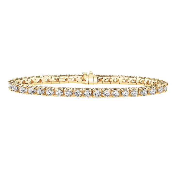 Yellow Gold Round Lab Grown Diamonds Tennis Bracelet 12 Carats