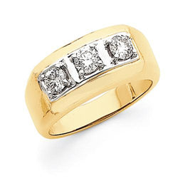 0.75 Carats Diamond Men's Ring Three Stone 14K Two-Tone New