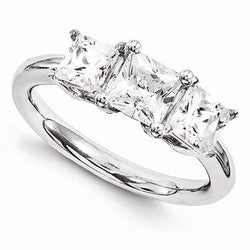 Three Stone Diamond Engagement Ring 3.50 Carats White Gold 14K New