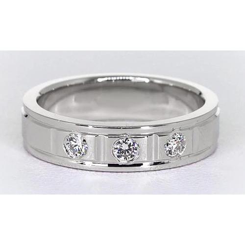 Anniversary Band 0.75 Carats Round Diamond White Gold 14K Mens Ring